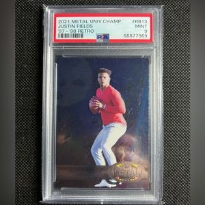 2021 Skybox Metal Universe Justin Fields RC Rookie 97-98 Retro RB-13 PSA 9 MINT